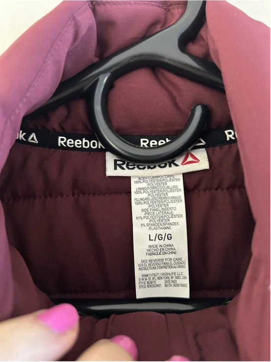 Reebok Getaway Womens Vest Quilted Zip Up Lightweight Burgundy Logo Size L - Picture 5 of 8